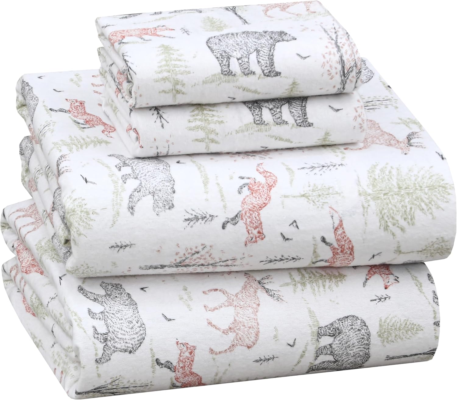 RUVANTI Flannel Sheets King Size - 100% Cotton Double Brushed King Size Sheets Set - Deep Pockets 16 Inches Bed Sheets - All Seasons Breathable & Extra Soft - Warm & Cozy, 4 Piece, DNA Plaid