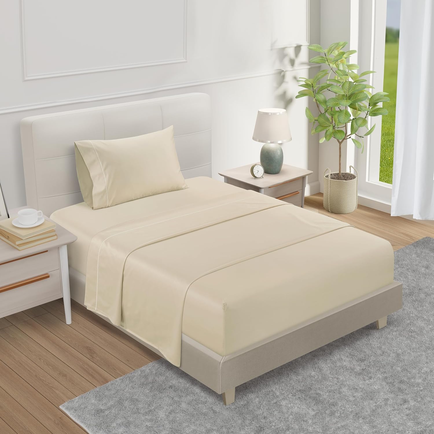 100% Egyptian Cotton Sheets King Size Sheets Set with Fully Elasticated Fitted Sheet & Pillowcase sets, 800 TC Hotel Collection Deep Pocket King Sheet Set, No Pill Soft Breathable Luxury White Bedding