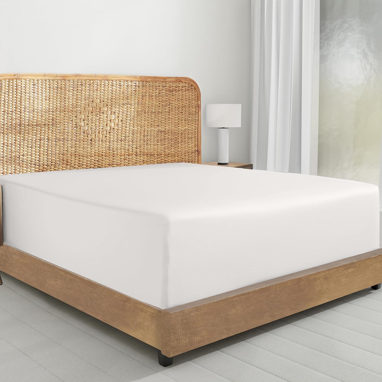 California Design Den 2-Pack 100% Organic Cotton Fitted Sheets Queen Size Percale Only, Soft, Crisp & Lightweight, Snug-Fit, 2X Queen Deep Pocket Fitted Sheet Only - White