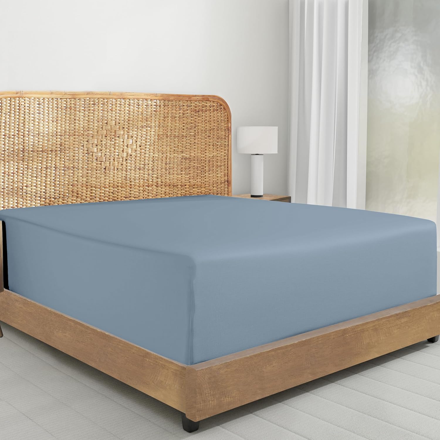 California Design Den 2-Pack 100% Organic Cotton Fitted Sheets Queen Size Percale Only, Soft, Crisp & Lightweight, Snug-Fit, 2X Queen Deep Pocket Fitted Sheet Only - White