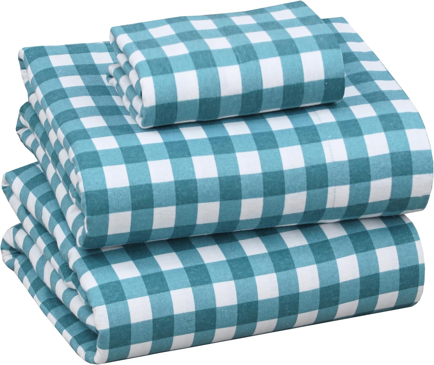 RUVANTI Flannel Sheets King Size - 100% Cotton Double Brushed King Size Sheets Set - Deep Pockets 16 Inches Bed Sheets - All Seasons Breathable & Extra Soft - Warm & Cozy, 4 Piece, DNA Plaid