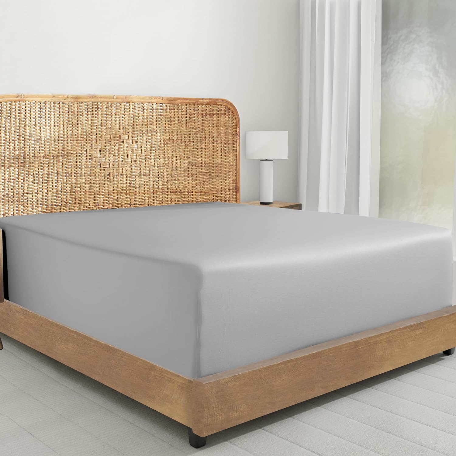 California Design Den 2-Pack 100% Organic Cotton Fitted Sheets Queen Size Percale Only, Soft, Crisp & Lightweight, Snug-Fit, 2X Queen Deep Pocket Fitted Sheet Only - White