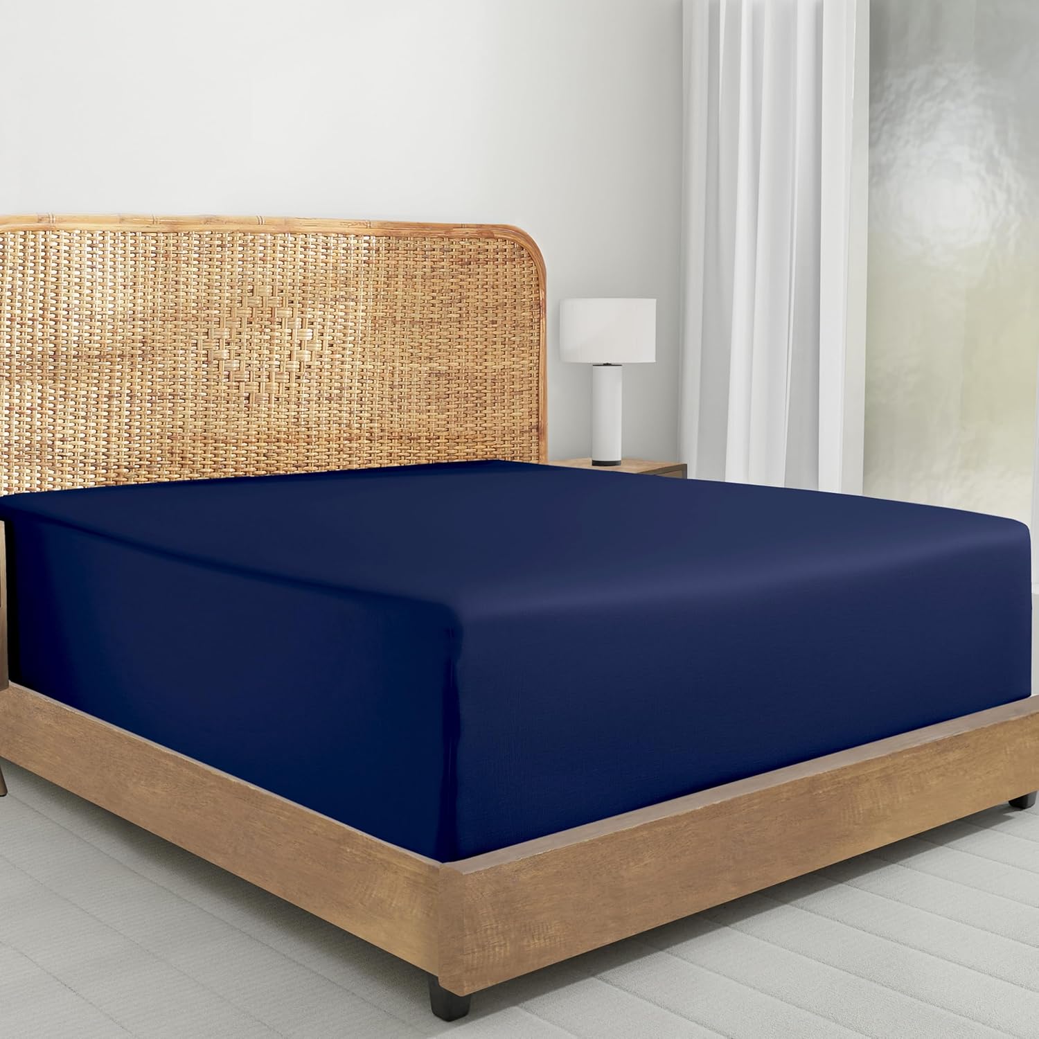 California Design Den 2-Pack 100% Organic Cotton Fitted Sheets Queen Size Percale Only, Soft, Crisp & Lightweight, Snug-Fit, 2X Queen Deep Pocket Fitted Sheet Only - White