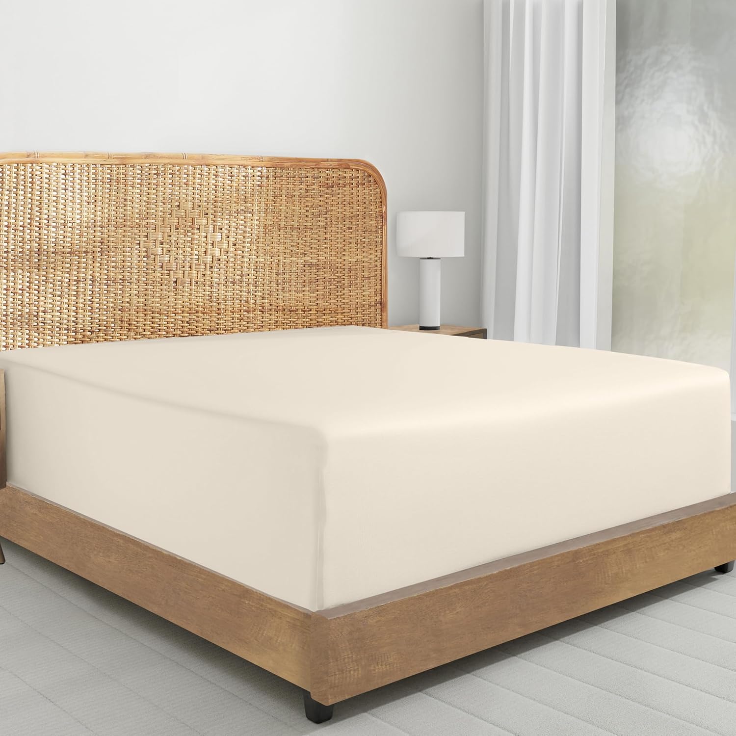 California Design Den 2-Pack 100% Organic Cotton Fitted Sheets Queen Size Percale Only, Soft, Crisp & Lightweight, Snug-Fit, 2X Queen Deep Pocket Fitted Sheet Only - White