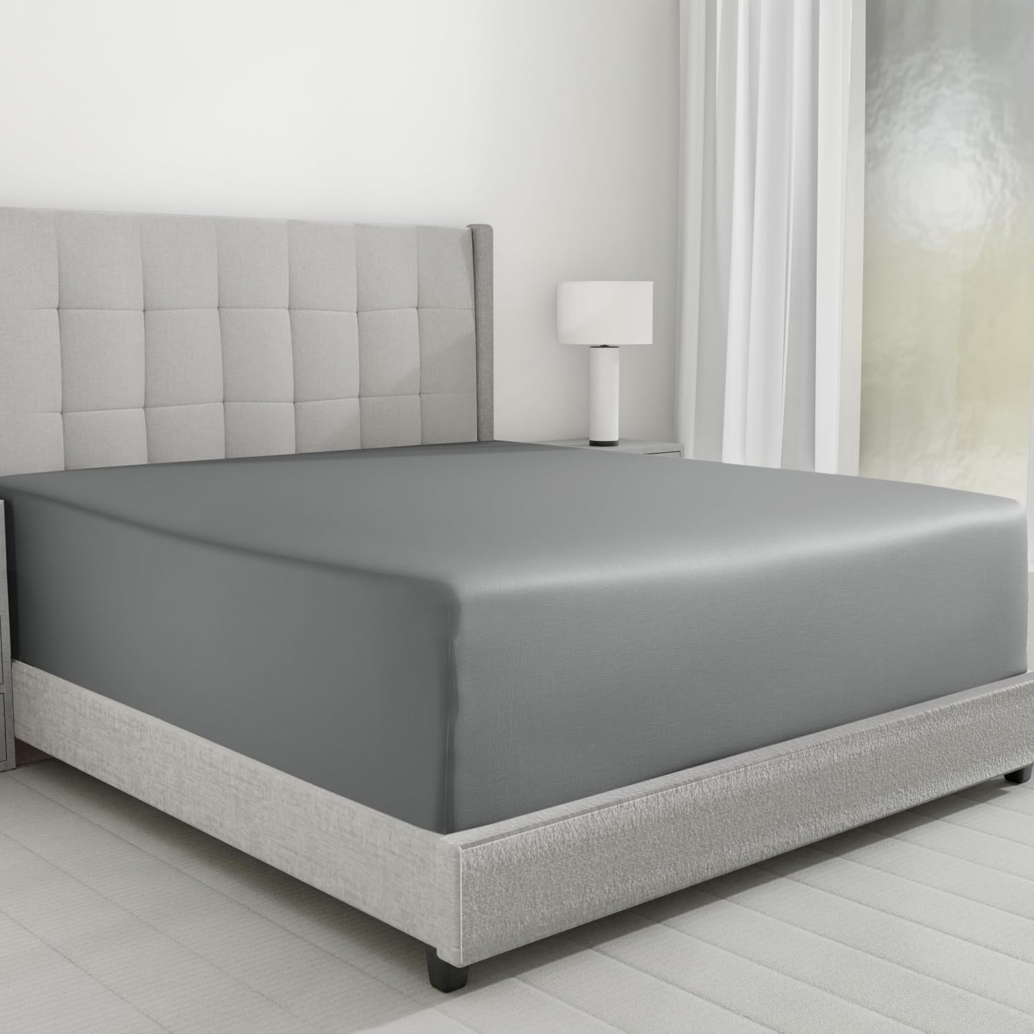 California Design Den Luxurious King Size Fitted Sheet Only - 100% Cotton, 600 Thread Count Sateen, Soft Deep Pocket Bottom Fitted Sheet, Premium-Feel Bedding, Featuring Foot Side Indicator - White