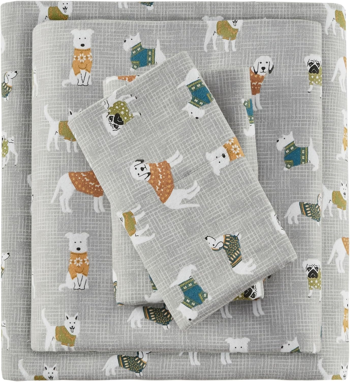 True North by Sleep Philosophy Flannel Sheets Queen Size, Cozy 100% Cotton Flannel Bed Sheets, Ultra Soft Cute Sheet Set, Novelty Print Themed Cold Weather Warm Bedding Set,Multi Leaves 4 Piece