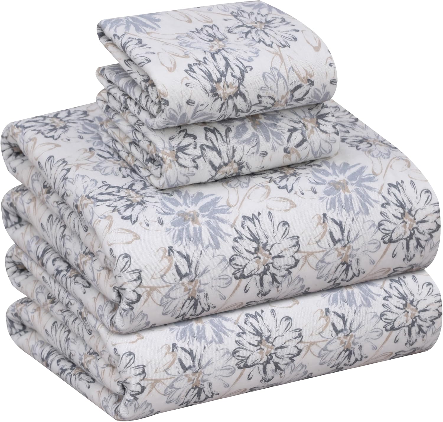 RUVANTI Flannel Sheets King Size - 100% Cotton Double Brushed King Size Sheets Set - Deep Pockets 16 Inches Bed Sheets - All Seasons Breathable & Extra Soft - Warm & Cozy, 4 Piece, DNA Plaid