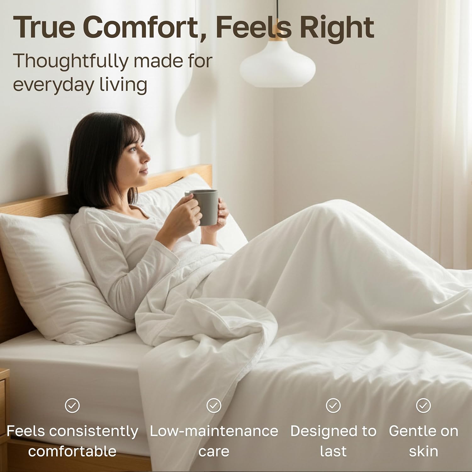 California Design Den Natural 100% Cotton Sheets Queen Size Bed Set - Soft 400 Thread Count Sateen, Queen Sheets, Deep Pockets with All Around Elastic for a Snug Fit, Durable Bedding - White