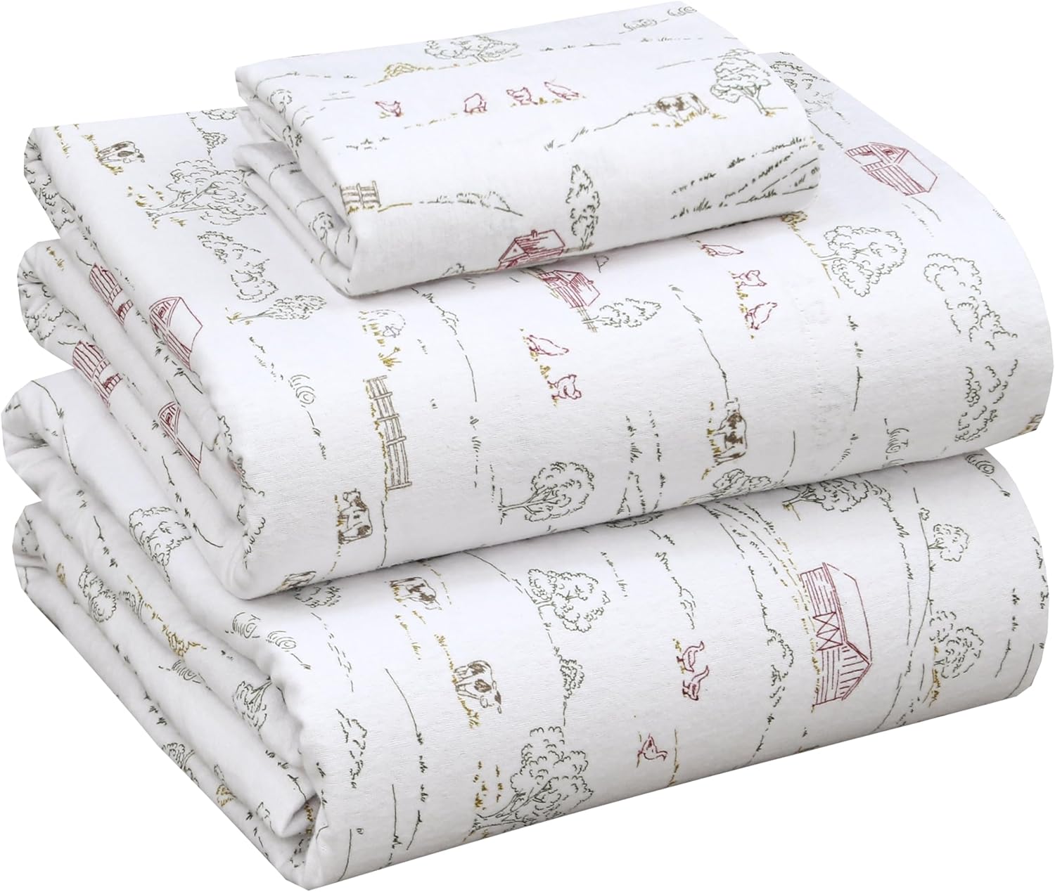 RUVANTI Flannel Sheets King Size - 100% Cotton Double Brushed King Size Sheets Set - Deep Pockets 16 Inches Bed Sheets - All Seasons Breathable & Extra Soft - Warm & Cozy, 4 Piece, DNA Plaid