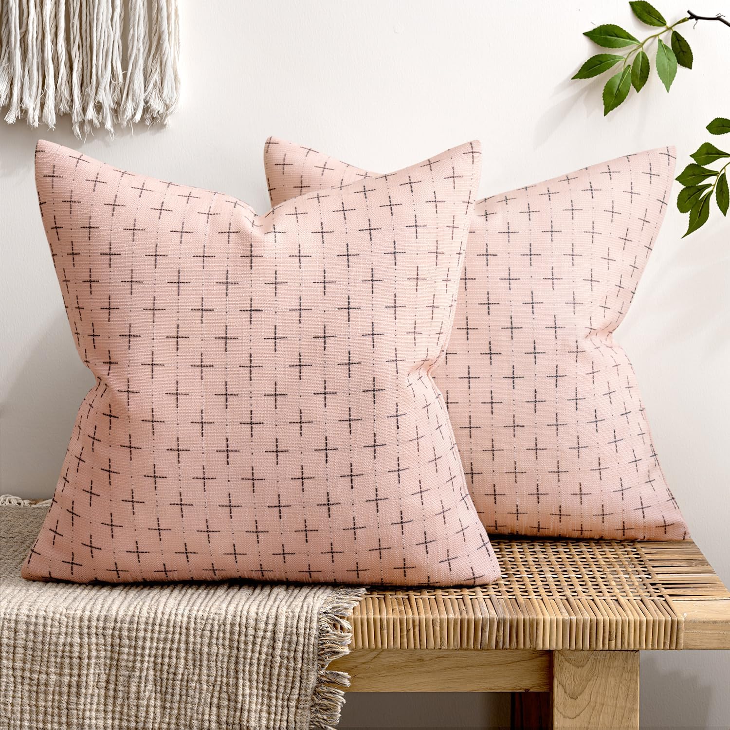 MIULEE Pack of 2 Decorative Burlap Linen Euro Spring Throw Pillow Covers for Sofa Couch Bed Farmhouse Pillowcases Modern Rustic Woven Textured Cushion Cover Taupe