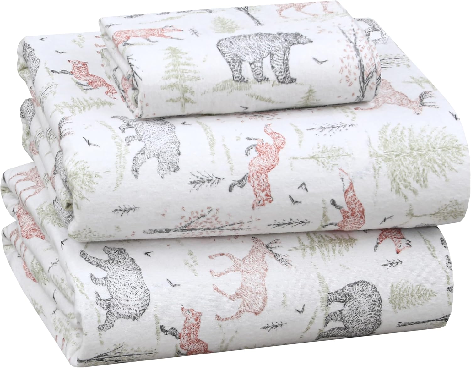 RUVANTI Flannel Sheets King Size - 100% Cotton Double Brushed King Size Sheets Set - Deep Pockets 16 Inches Bed Sheets - All Seasons Breathable & Extra Soft - Warm & Cozy, 4 Piece, DNA Plaid