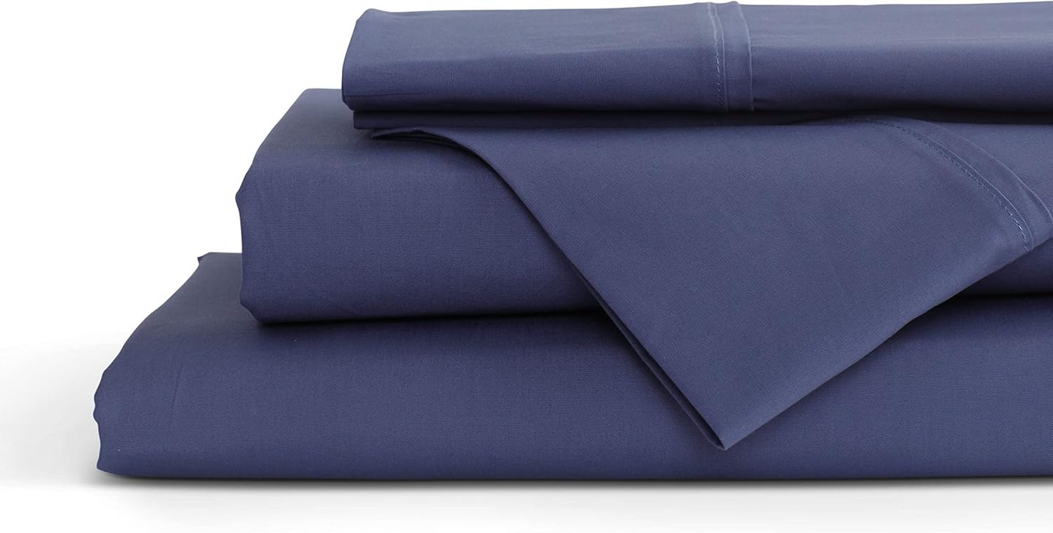 Linen Home 100% Cotton Percale Sheets King Size, White, Deep Pocket, 4 Pieces Set - 1 Flat, 1 Deep Pocket Fitted Sheet and 2 Pillowcases, Crisp Cool and Strong Bed Linen
