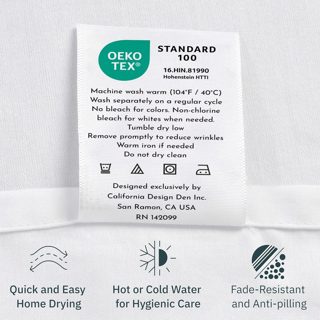 California Design Den Luxurious King Size Fitted Sheet Only - 100% Cotton, 600 Thread Count Sateen, Soft Deep Pocket Bottom Fitted Sheet, Premium-Feel Bedding, Featuring Foot Side Indicator - White