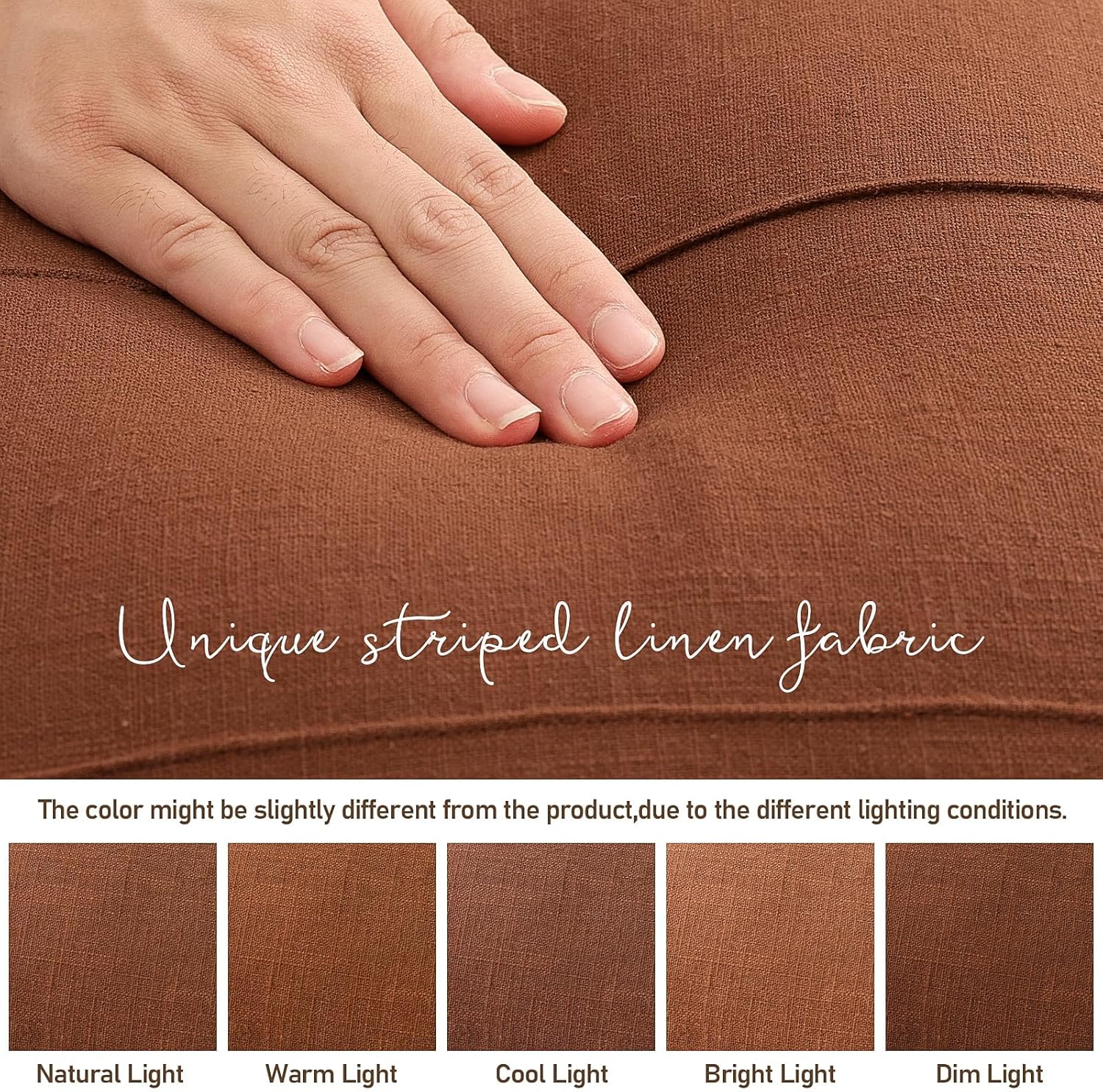 ZWJD Decorative Linen Throw Pillow Covers 26x26 Set of 2 Solid Handcrafted Striped Cushion Covers for Bed Soft Modern Farmhouse Neutral Pillowcase for Couch Bedroom Living Room Home Decor(Rust)