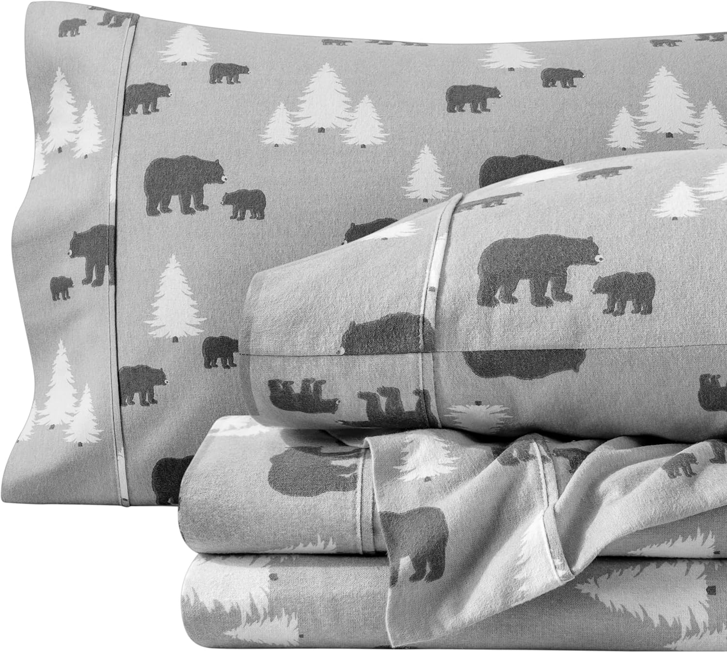 Bare Home Flannel Sheet Set Prints, 100% Cotton, Velvety Soft Heavyweight - Double Brushed Flannel for Extra Softness & Comfort - Deep Pocket - Bed Sheets (Queen, Tartan Plaid)