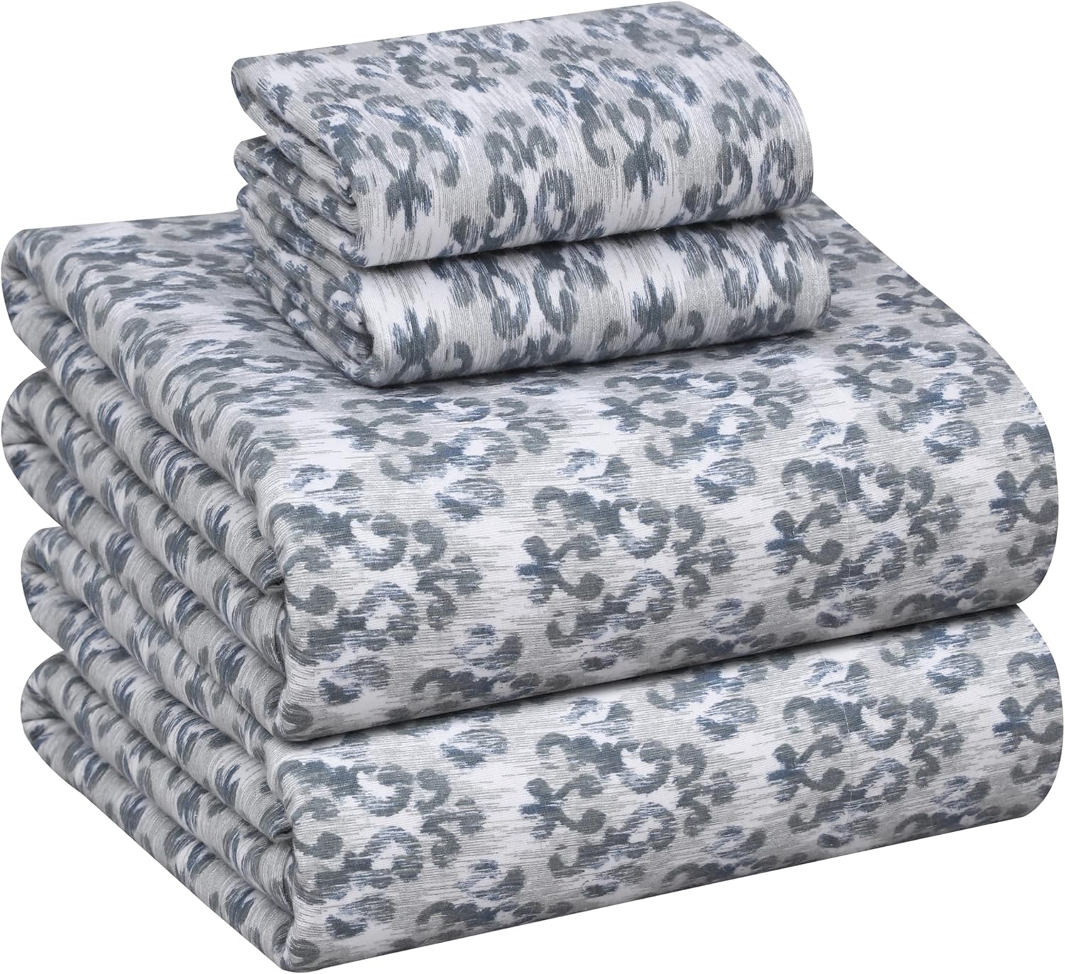 RUVANTI Flannel Sheets King Size - 100% Cotton Double Brushed King Size Sheets Set - Deep Pockets 16 Inches Bed Sheets - All Seasons Breathable & Extra Soft - Warm & Cozy, 4 Piece, DNA Plaid