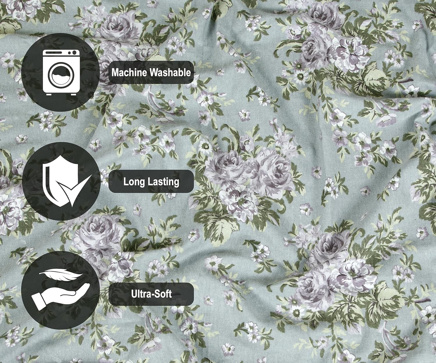 Bliss Casa 4 Piece 100% Cotton Flannel Sheets Queen Size Bed Set - Warm & Extra Soft - Deep Pockets, Breathable, All Seasons Comfy - Double Brushed Bed Sheet (Blossom)