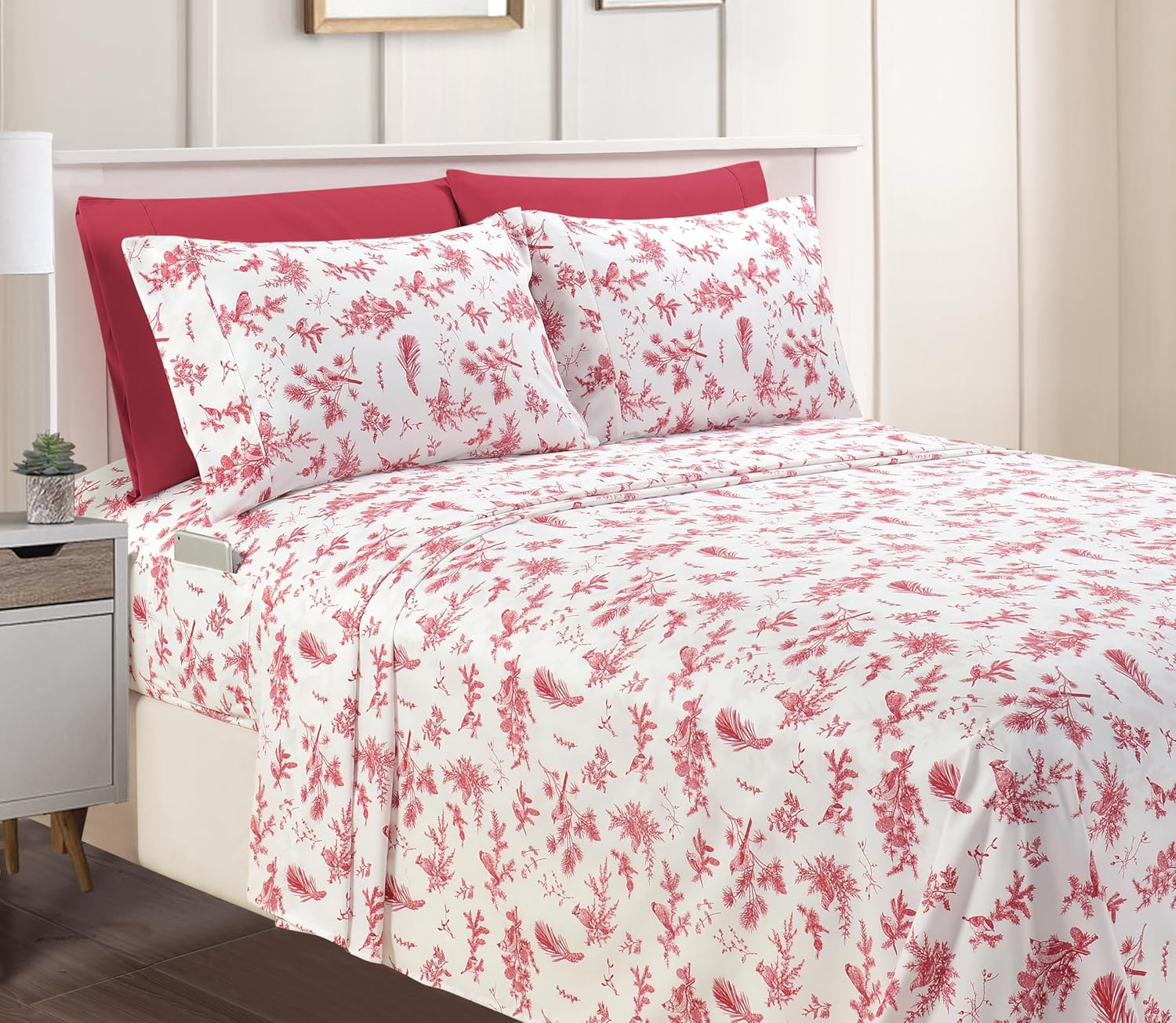 Elegant Comfort Luxury Soft Bed Sheets Holiday Pattern 1500 Premium Hotel Quality Microfiber - Softness Wrinkle and Fade Resistant (6-Piece) Bedding Set, Queen, Blue Polar Bear