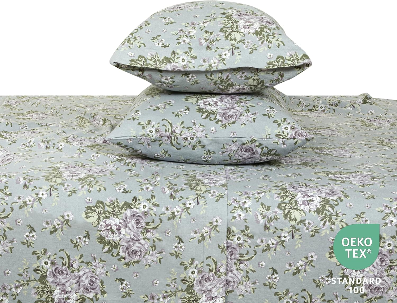 Bliss Casa 4 Piece 100% Cotton Flannel Sheets Queen Size Bed Set - Warm & Extra Soft - Deep Pockets, Breathable, All Seasons Comfy - Double Brushed Bed Sheet (Blossom)