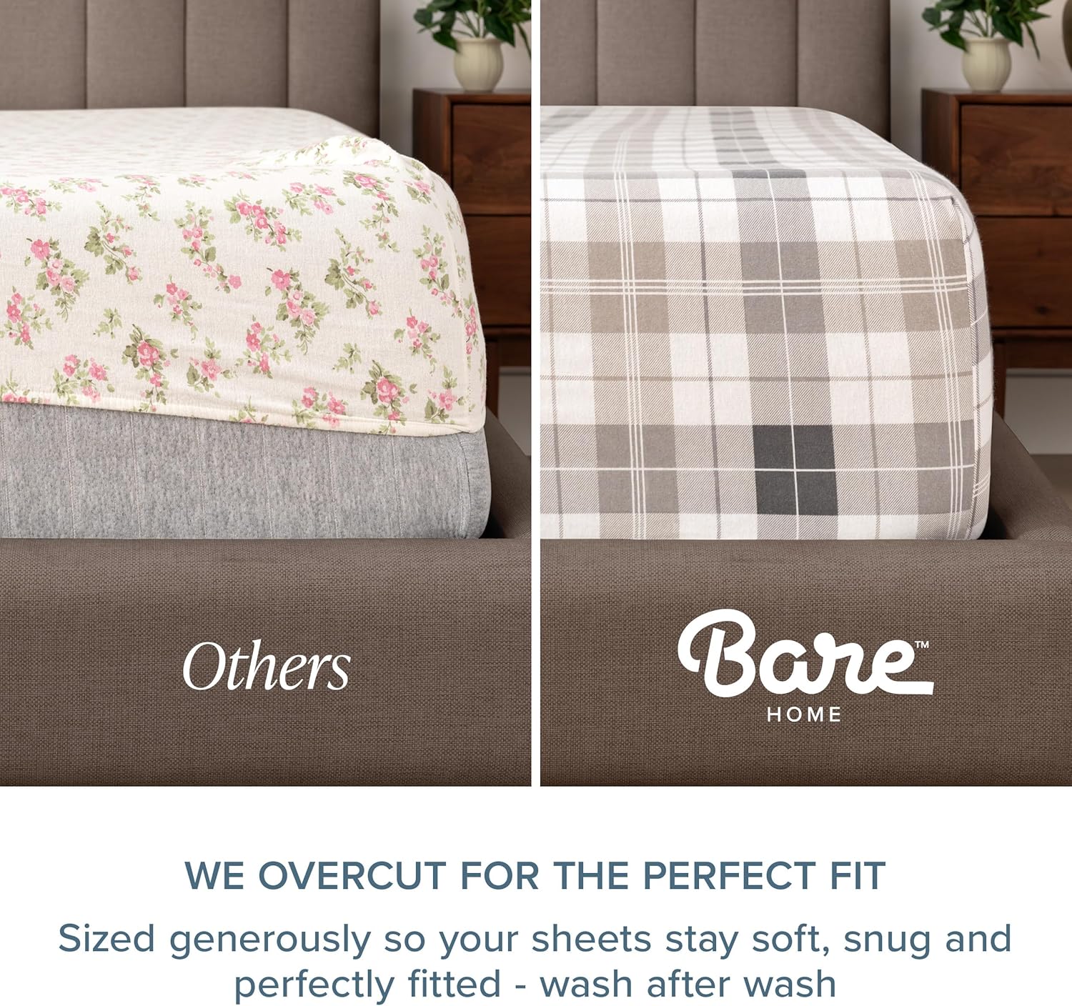 Bare Home Flannel Sheet Set Prints, 100% Cotton, Velvety Soft Heavyweight - Double Brushed Flannel for Extra Softness & Comfort - Deep Pocket - Bed Sheets (Queen, Tartan Plaid)