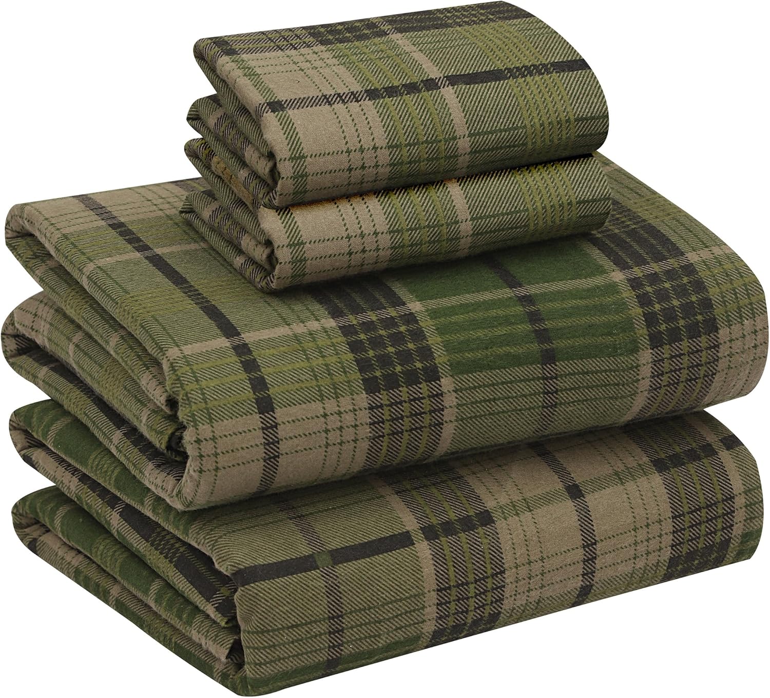 RUVANTI Flannel Sheets King Size - 100% Cotton Double Brushed King Size Sheets Set - Deep Pockets 16 Inches Bed Sheets - All Seasons Breathable & Extra Soft - Warm & Cozy, 4 Piece, DNA Plaid