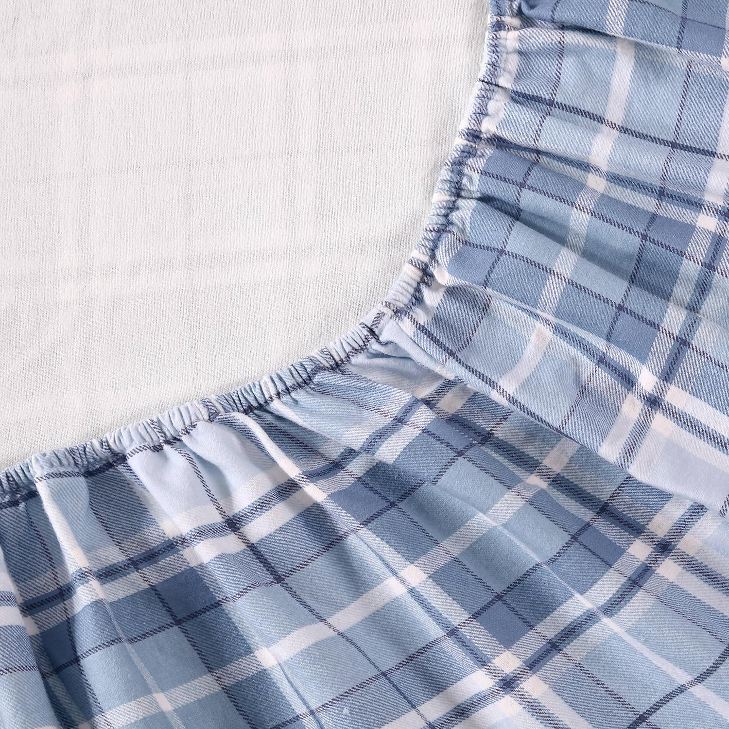 Laura Ashley - Flannel Sheets Queen Size, Anti-Pilling & Wrinkle Resistant Cotton, Touchably Soft for All-Season Comfort - Bed Sheets with Matching Pillowcases & Fitted Sheet (Mulholland Plaid Blue)
