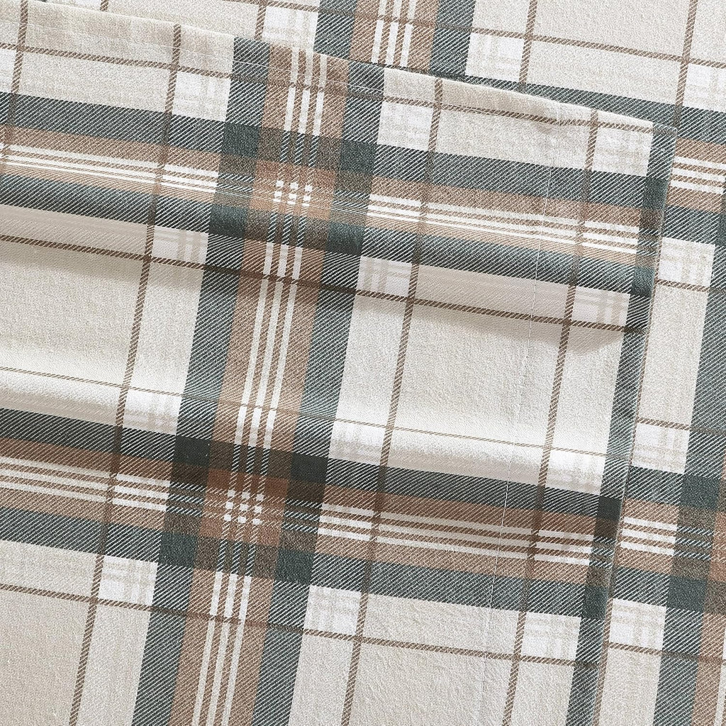 Eddie Bauer - Flannel Sheets Queen Size, Anti-Pilling & Wrinkle Resistant Cotton, Touchably Soft for All-Season Comfort - Bed Sheets with Matching Pillowcases & Fitted Sheet (Edgewood Plaid Green)