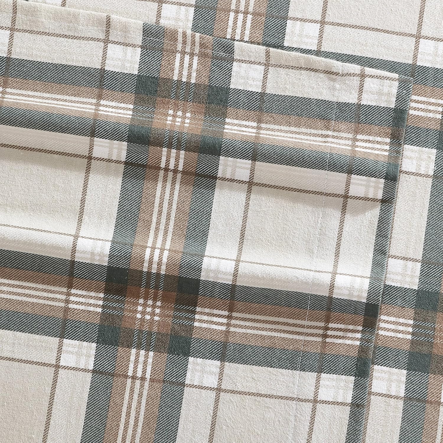 Eddie Bauer - Flannel Sheets Queen Size, Anti-Pilling & Wrinkle Resistant Cotton, Touchably Soft for All-Season Comfort - Bed Sheets with Matching Pillowcases & Fitted Sheet (Edgewood Plaid Green)