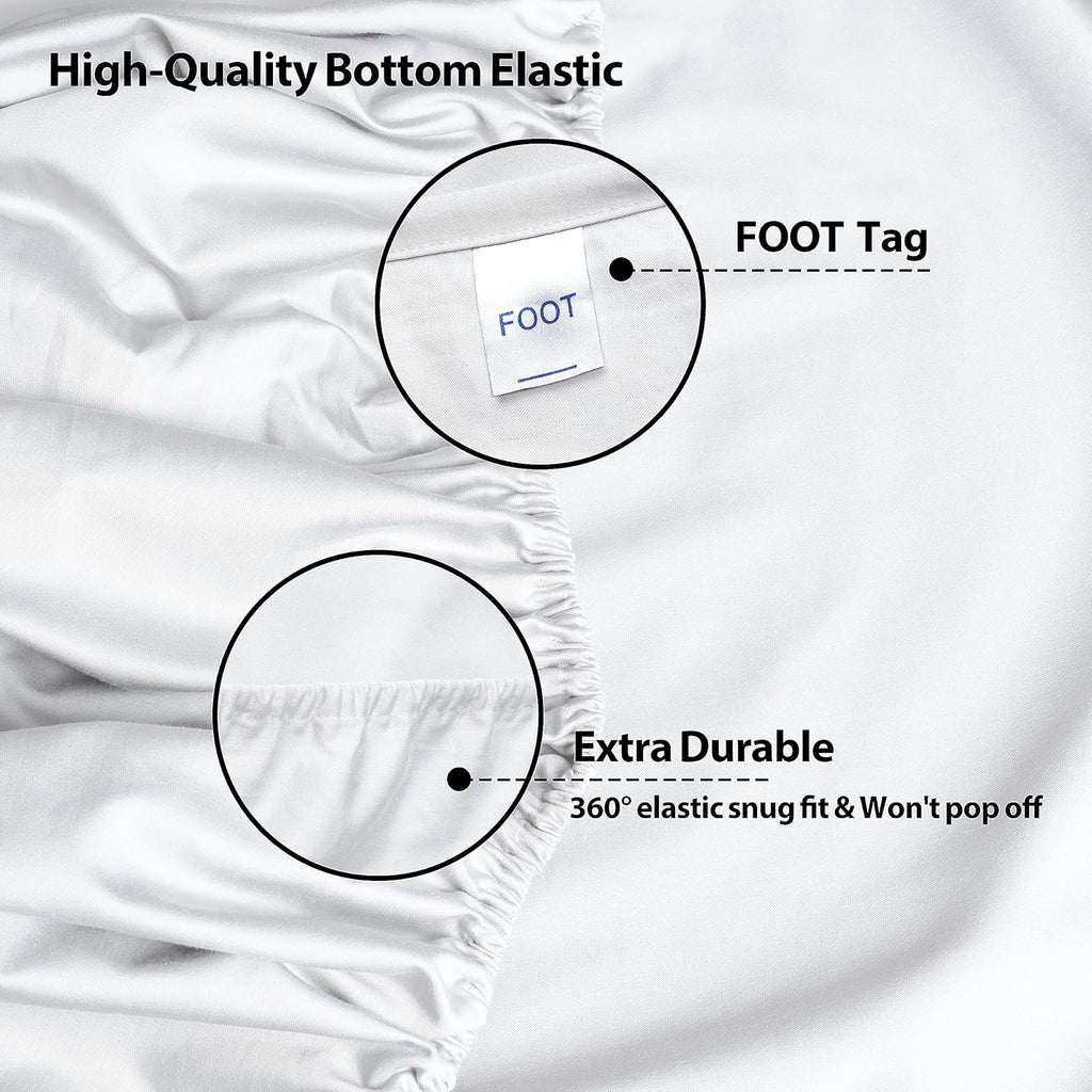 2-Pack Pure Cotton Fitted Sheet Queen Size, 600 Thread Count 16" Deep Pocket Egyptian Cotton Fitted Sheet (2pcs, Queen, White)